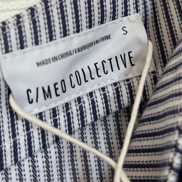 C/MEO collective Revolve one shoulder ruffle mini stripe dress size Small NWT - Picture 6 of 11